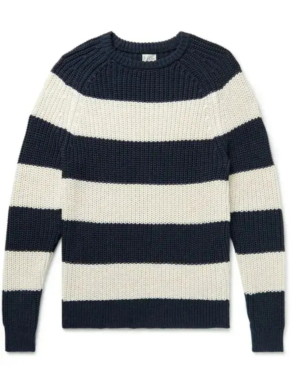 J. Crew Slim Fit Striped Cotton‎ Sweater Navy White